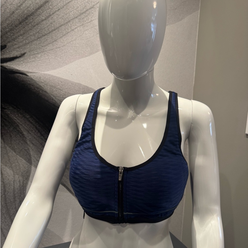 Zip-Front Navy Sports Bra